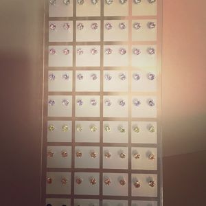 36 pairs CZ stud earrings with acrylic stand